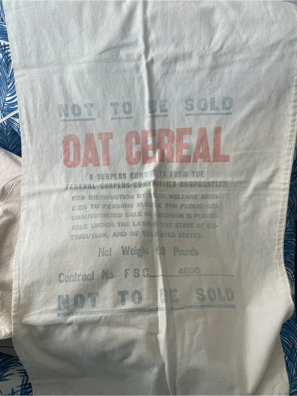 Flour Sack & Oat Sack …Vintage, each 20” X 36”